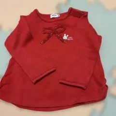ミキハウス 赤 長袖Tシャツ 80㎝