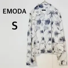 エモダ EMODA 花柄ジャケット 薄手 軽やか お洒落 ライダース Sのサムネイル