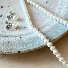 パールネックレス イヤリング セット 8mm 卒園式 卒業式 入園式 入学式