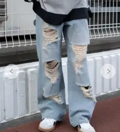 WEGO ダメージストレートデニムパンツのサムネイル