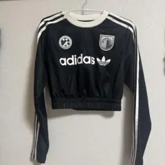 adidas クロップド長袖トップス S ブラック