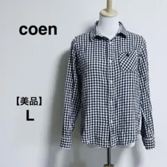 【美品】coen チェック柄 長袖シャツ LサイズDAILY CLOTHING