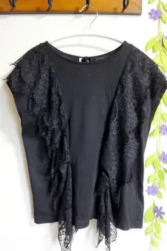 RUIRUE レース付きブラックノースリーブトップス　美品