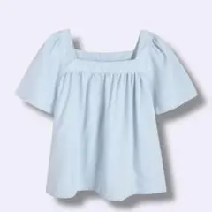 Y234【新品】パフスリーブスクエアネックカジュアルショートスリーブブラウス