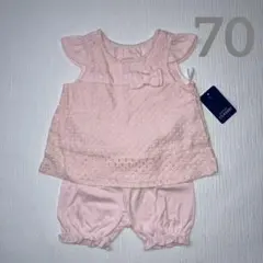 未使用 ピンク セットアップ♡ サイズ70 半袖Tシャツ＆かぼちゃパンツ 女の子