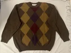 レトロ アーガイル柄 ニットセーター ブラウン 古着 ヴィンテージ風