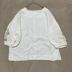 Garance et VioLette 刺繍ボリューム袖ブラウス 白 M〜L