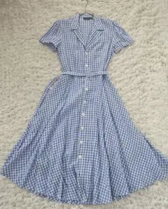 POLO RALPH LAUREN リネンギンガムチェックワンピース ベルト付