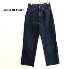 SENSE OF PLACE ワイドデニムパンツ M インディゴ ハイウエスト