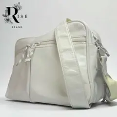 【美品】kitamura ダブルポケット ショルダーバッグ 斜め掛け 多収納 白