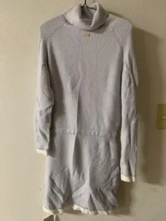 SMブランド タートルネックニットワンピース XS ブルーグレー
