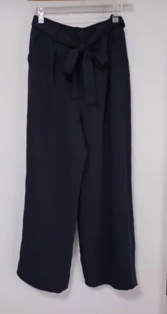 【美品】プチメゾン 日本製 ワイドパンツ 9号 ネイビー スコットクラブ