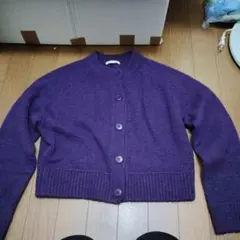 GU パープル クロップドカーディガン S