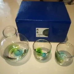 織部 ガラス製 徳利とグラスセット （おちょこ） 酒器