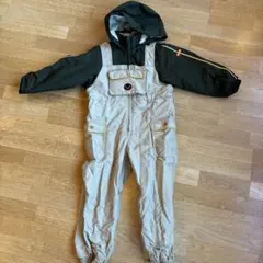 子ども用スキーオーバーオール（カーキ・ベージュ）