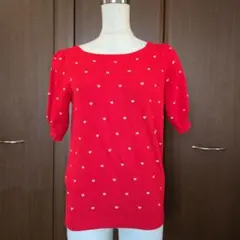 CALNAMUR ハート柄 半袖ニット レッドのサムネイル