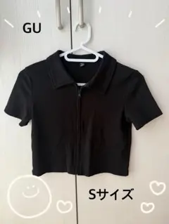 GU ⭐︎ジップアップ半袖Tシャツ⭐︎ガールズSサイズ⭐︎ブラックのサムネイル