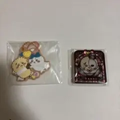 ラッコとハチワレ、ラッコのクッキー風キーホルダー＆ラッコのアクリルバッジセット