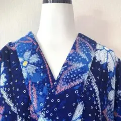 有松絞り浴衣・有松鳴海絞り　手縫い仕立て　未使用しつけ糸　身丈166cm N60 有松絞り浴衣・有松鳴海絞り 手縫い仕立て 未使用しつけ糸 身丈166cm