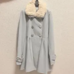 【美品】Visalia 水色 コート/ ファー付き Aライン レディース 青