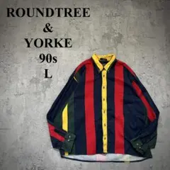 90s ROUNDTREE & YORKE（L）コットンシャツ＊マルチストライプのサムネイル