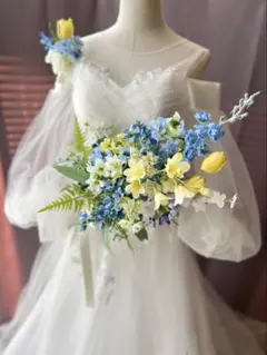 ウェディングブーケ✳︎ブートニア✳︎イエロー・ブルー