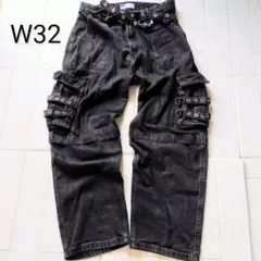 超希少ギミックデニムベルシュカ SKATER 黒 W32 Y2K パンク テックのサムネイル
