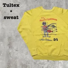 USA製 80s Tultex スウェット 釣り イエロー M タルテックス