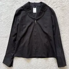 agnes b. アニエスベー　丸襟ジップシャツ　ブラック　日本製