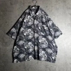 puritan アロハシャツ グレー総柄ハイビスカス レーヨン100%のサムネイル