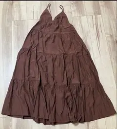 H&M ブラウン キャミソール マキシワンピース