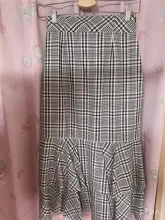 evelyn エブリン チェック柄フレアスカート リボン付き 新品