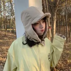 ベージュ フライト キャップ 防寒 パイロット レディース メンズ 裏ボア