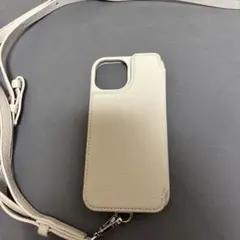 DEMIU iPhone15 ケース ストラップ付き ベージュ