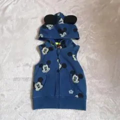 新品✨ディズニー ミッキーマウス 耳付き　フード付き　ベスト 【80】✨