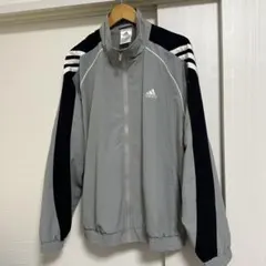 adidasアディダス トラックジャケット グレー×黒 2XO大きいサイズ