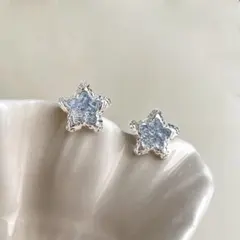 A16 シルバー925 星　スター　ブルー　ピアス
