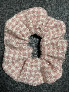 ピンクミックスツイードシュシュ