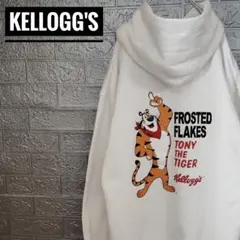 ケロッグKelloggs　美品古着スウェットパーカー白XL裏起毛
