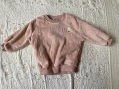 西松屋　ウサギ刺繍 ピンク モコモコトレーナー