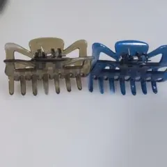 ヘアクリップ 2色セット オリーブ青　バンスクリップ