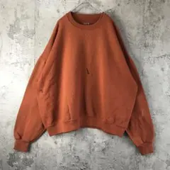 Y1143古着　トレーナー　スウェット　オレンジブラウン　無地　90s Y2K