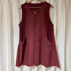 【ACROSS】ワインレッド 赤 ポケット付きチュニック 大きいサイズ