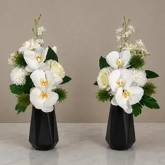우아한 호접란 부처님 꽃 1 쌍 세트 인공 꽃 봉양 꽃 오이간 기념 사원 꽃 35cm