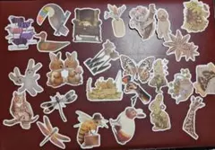 ステッカー シール 25枚セット 約5cm 動物＆昆虫&植物デザイン