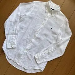 極美品 ラルフローレン リネンシャツ 現行タグ 100% 麻 ポニー刺繍 M相当