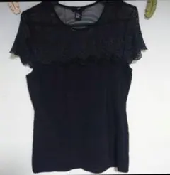 H＆M フレンチスリーブ　レーストップス　ブラックMサイズのサムネイル