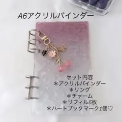 アクリルバインダー♡水流模様A6韓国バインダー貯金savingチェリーpink
