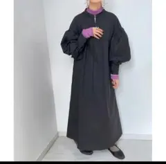 ハーフジップボリュームスリーブワンピース