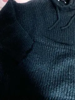 【ニット】ZARA/ザラ/グリーン/フード付き/ポケット付き/大きめ/レディース